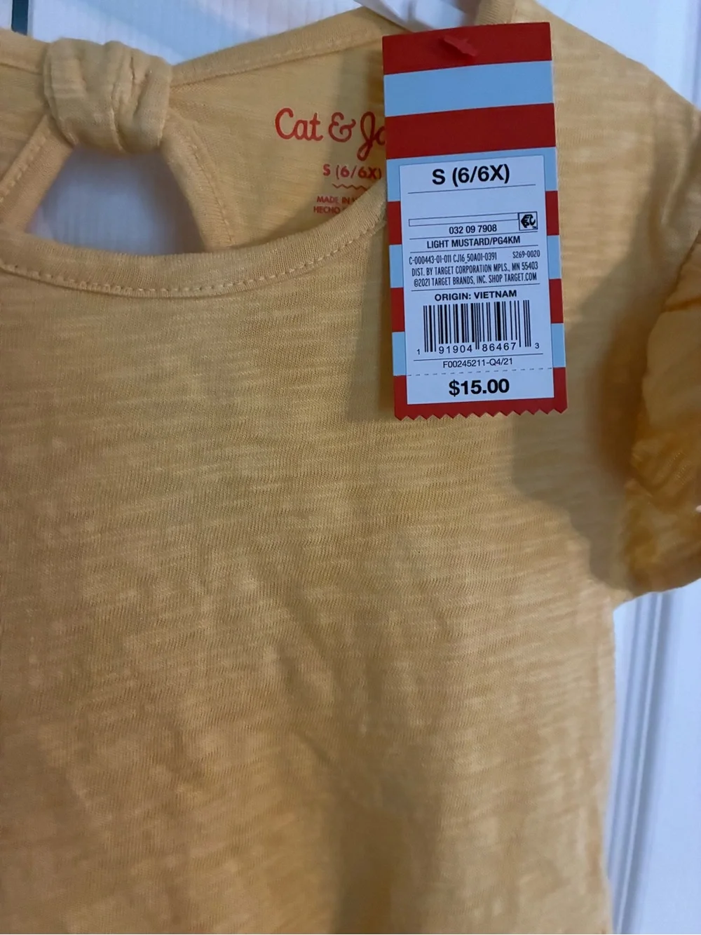 Cat & Jack Yellow Tiered Short-Sleeve Kids Dress size 6/6x
